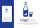 Blue Vodka with pepper and glass icon isolated on white background. Ukrainian national alcohol. Logo design template