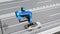 Blue VTOL drone fly across highway to delivery packages