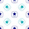 Blue Walk of fame star on celebrity boulevard icon isolated seamless pattern on white background. Hollywood, famous