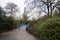 Blue walking bridge in Regent`s park, London