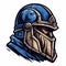 Blue Warrior Helmet Design: Strong Expression In Tintoretto Style