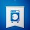 Blue Washer icon isolated on blue background. Washing machine icon. Clothes washer - laundry machine. Home appliance
