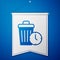 Blue Waste of time icon isolated on blue background. Trash can. Garbage bin sign. Recycle basket icon. Office trash icon