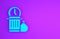 Blue Waste of time icon isolated on purple background. Trash can. Garbage bin sign. Recycle basket icon. Office trash icon.