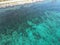 Blue water Caribbean Sea ocean green greenish with rocky shore beach