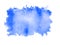 blue water color paint rough square shape texture on white background