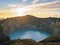 Blue water in lake at sunrise