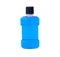 Blue water of mouthwash bottle isolate