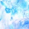 Blue watercolor background with blotchiness and paint strokes. Winter frost texture