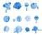 Blue watercolor blots isolated on white background. splash, splatter illustration