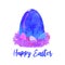 Blue watercolor egg with Happy Easter wishes