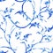 Blue watercolor flower vintage seamless pattern