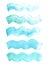 Blue watercolor grunge wavy brush strokes.