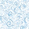 Blue watercolor swirls seamless vector pattern.