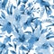 Blue Watercolor Vintage Seamless Pattern with Summer Wildflowers