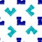 Blue Waterproof rubber boot icon isolated seamless pattern on white background. Gumboots for rainy weather, fishing