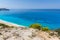 Blue waters of Kokkinos Vrachos Beach, Lefkada, Greece