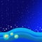 Blue wave night pattern background