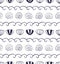 Blue waves, seashells nautical seamless pattern