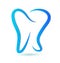 Blue wavy dental tooth stylized icon vector