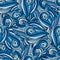 Blue wavy pattern. Handmade doodle wave seamless background. Vector