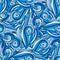 Blue wavy repeating pattern. Doodle wave vector