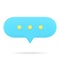 Blue web speech bubble 3d icon. Oval chat with text comments