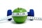 Blue Weights, Green Apple, and Tape Measure