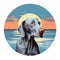 Blue Weimaraner At Sunset Print - Tondo Style By Richard Phillips