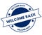 Blue WELCOME BACK stamp.