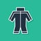 Blue Wetsuit for scuba diving icon isolated on green background. Diving underwater equipment. Vector