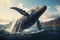 blue whale breaches the ocean\\\'s surface, defying gravity in a breathtaking display of power and