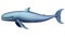 Blue Whale cartoon natural colors, black outline, AI generated