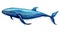 Blue Whale cartoon natural colors, black outline, AI generated