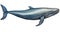 Blue Whale cartoon natural colors, black outline, AI generated