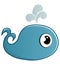 Blue whale cute Whale. Vector illustration.