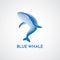 Blue whale detailed logo sign emblem vector illustratio