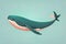 Blue whale isolated on a solid clor background. ai generative