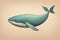 Blue whale isolated on a solid clor background. ai generative