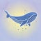 Blue whale swims in the ocean