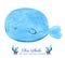 Blue Whale watercolor on white background , Cartoon Hand drawn character for Kids, Greeting Card , Cases design, Postcards,