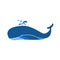 blue whales in the oceans logo and icon