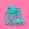 Blue Wheelchair in Duotone Style. 3d Rendering