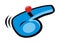 Blue whistle with ball, vector illustration