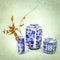 Blue and White Asian Porcelain