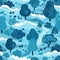 A blue and white background featuring trees and clouds Concept of World Water Day, pattern