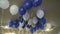 Blue and white balloons on the ceiling