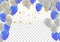 Blue and White balloons flying on gray background, illustration