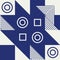 Blue and white Bauhaus pattern.Abstract Bauhaus geometric pattern background