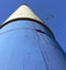 Blue, White and Black Chimney with Pigeons